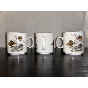 Set Of 3 Vintage Mads Stage Denmark Imerco Mug Fall Duck Painted Graphic 3.5”
